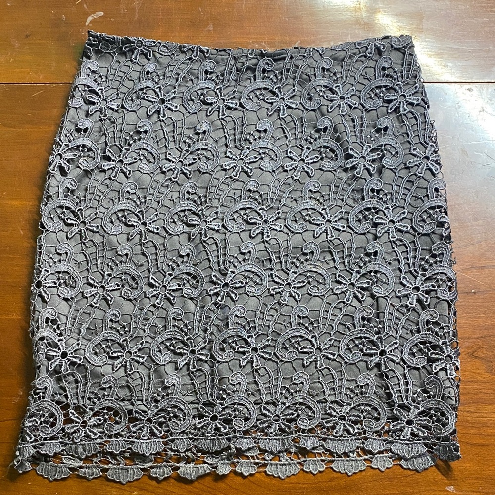 Umgee Charcoal Lace Pencil Skirt